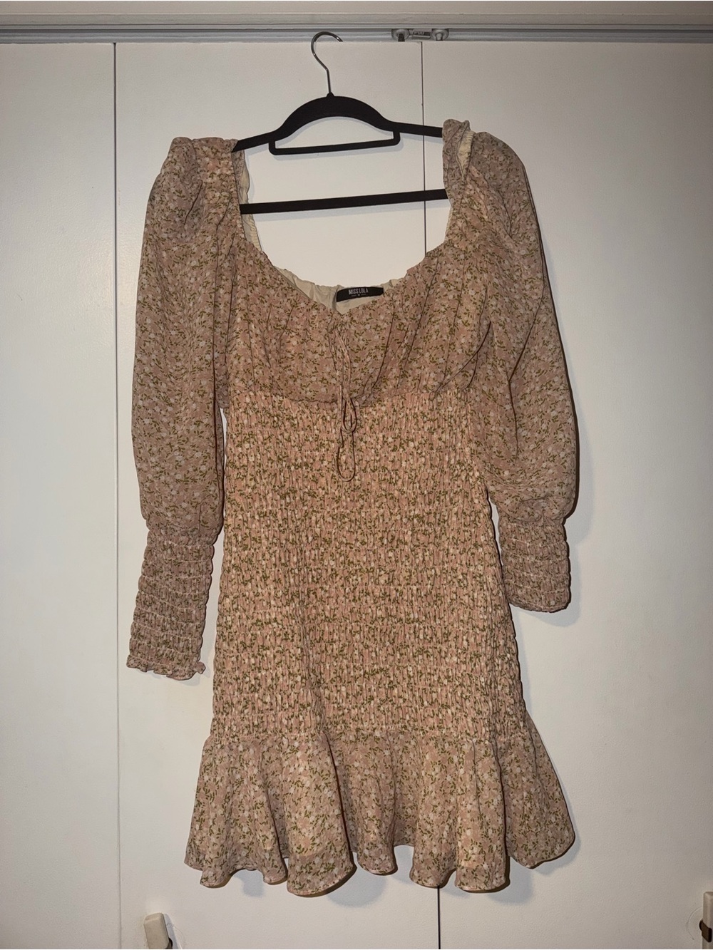 Floral Smocked Mini Dress in Light Pink - Unknown Brand